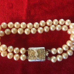 Vintage Art Deco Double-Strand Pearl Bracelet